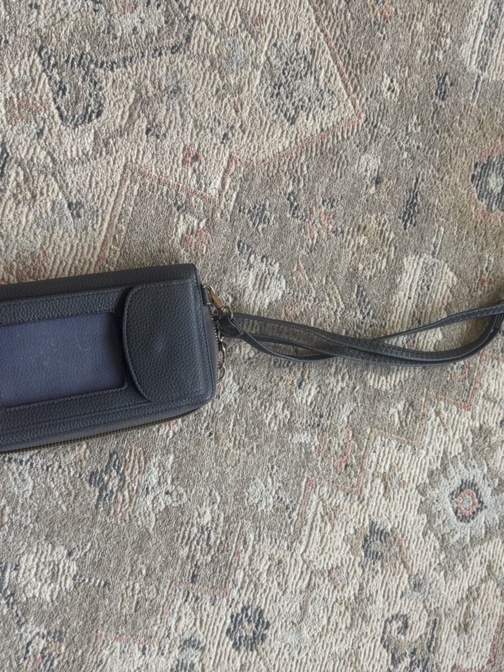 Black Wristlet Clutch with Navy Panel